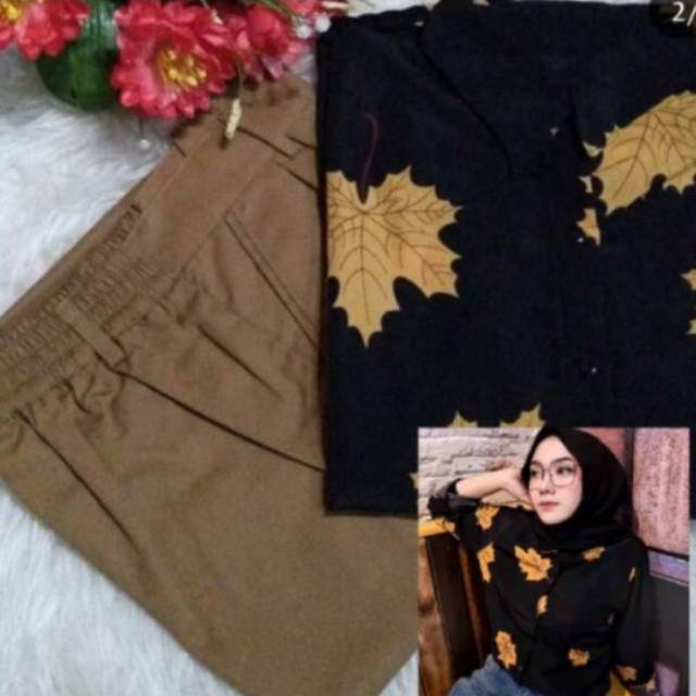 PROMO READY SET KEMEJA MAPLE + BAGGY PANTS (1kg muat 3 pasang)