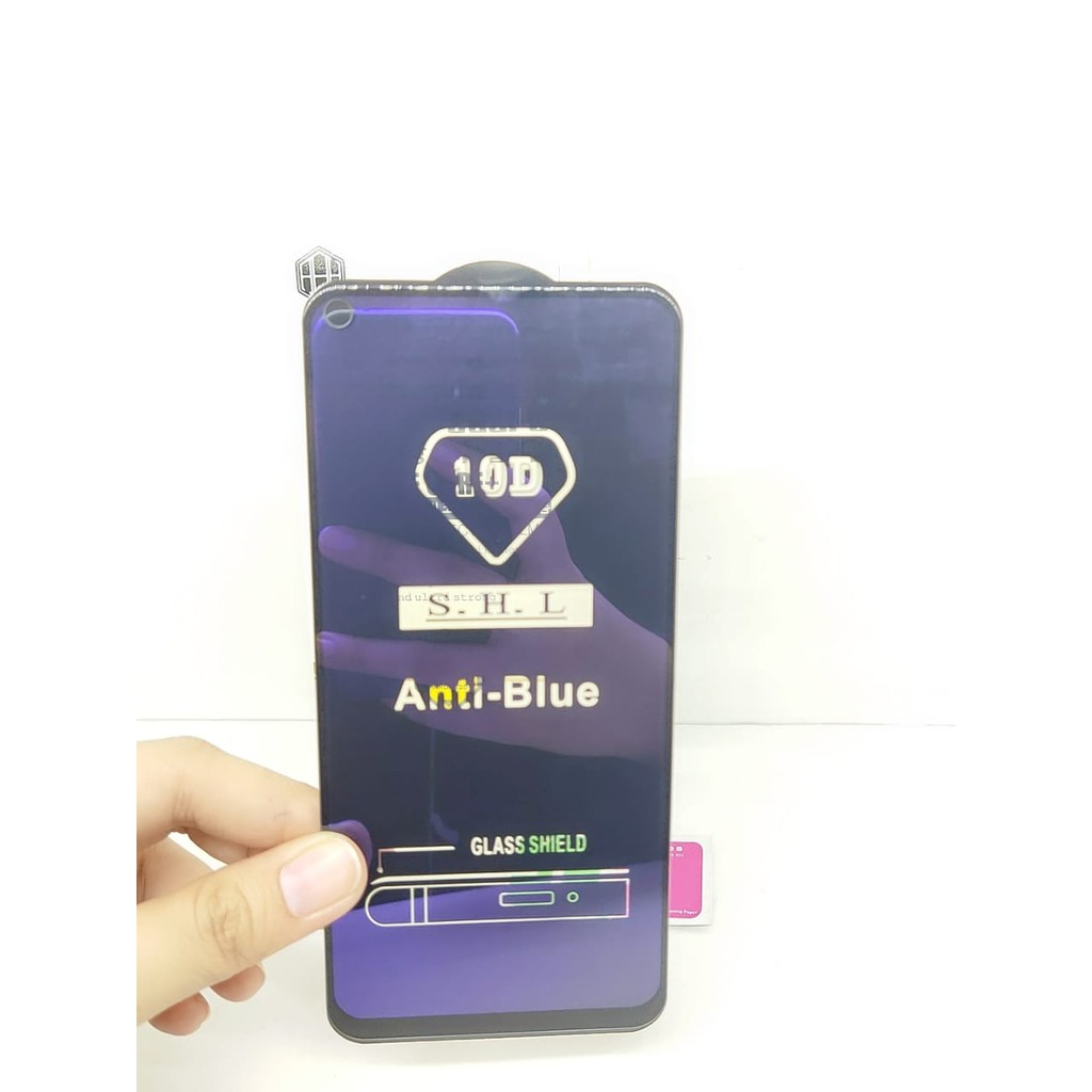 KOREAN Blue Ray 10D Redmi Note 9 6.53 inchi Tempered Glass FULL GLUE ANTI RADIASI