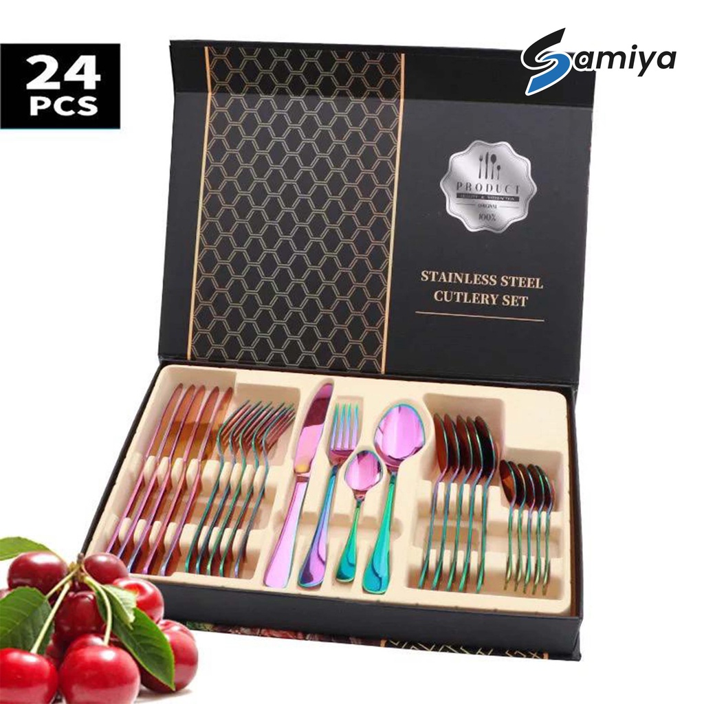 peralatan makan gift box set kado souvenir hampers / paket alat makan dinner table 6set stainless sendok garpu pisau sendok teh