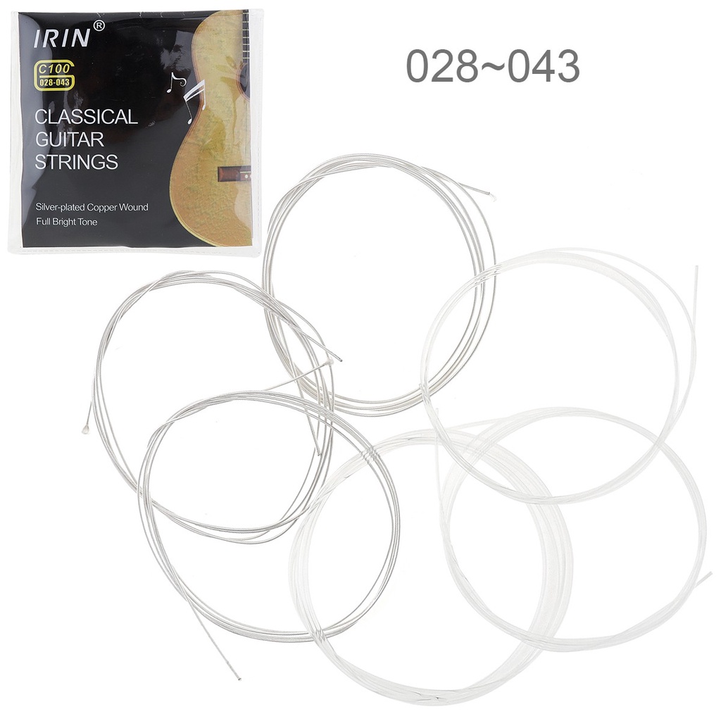 6pcs Senar Gitar Klasik 028-043 Inci Bahan Tembaga Alloy Lapis Silver