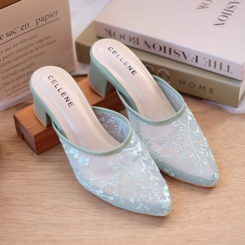 𝗖𝗘𝗟𝗟𝗘𝗡𝗘 Simplies Lacey Heels (series 3) / sepatu brokat wedding shoes hak tahu kondangan wisuda