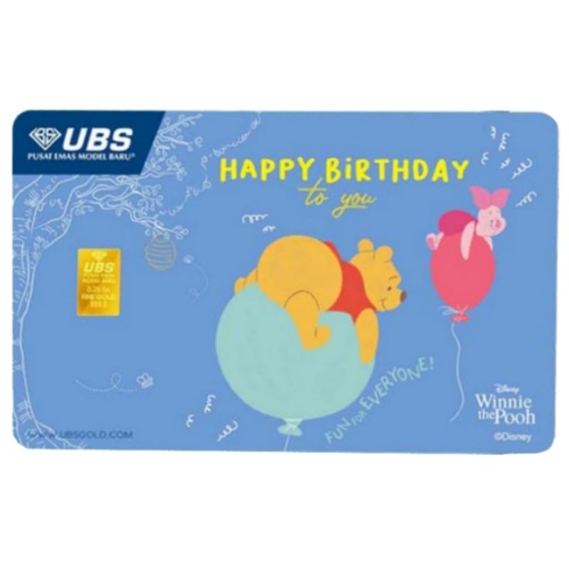 UBS Gift Series 0.25 gr Fine Gold 999.9 % HAPPY BIRTHDAY to you Disney Winnie the Pooh