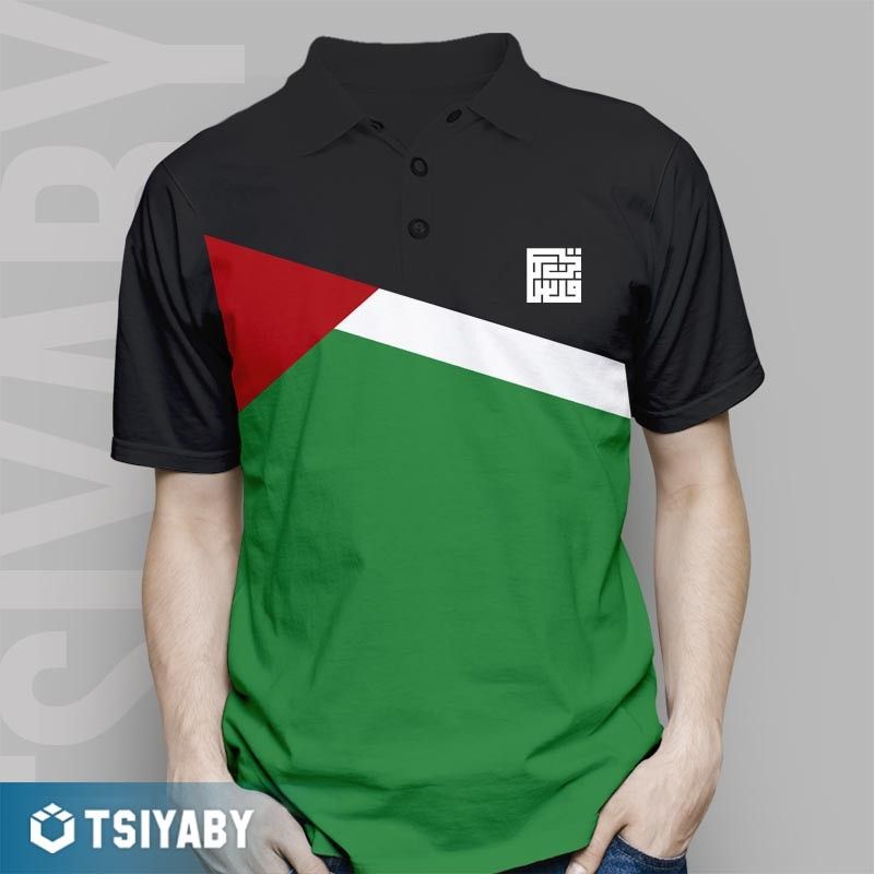 Kaos Wangki Palestina Pria Distro Muslim Tsiyaby - Frontline 2 Wangki Lengan Pendek