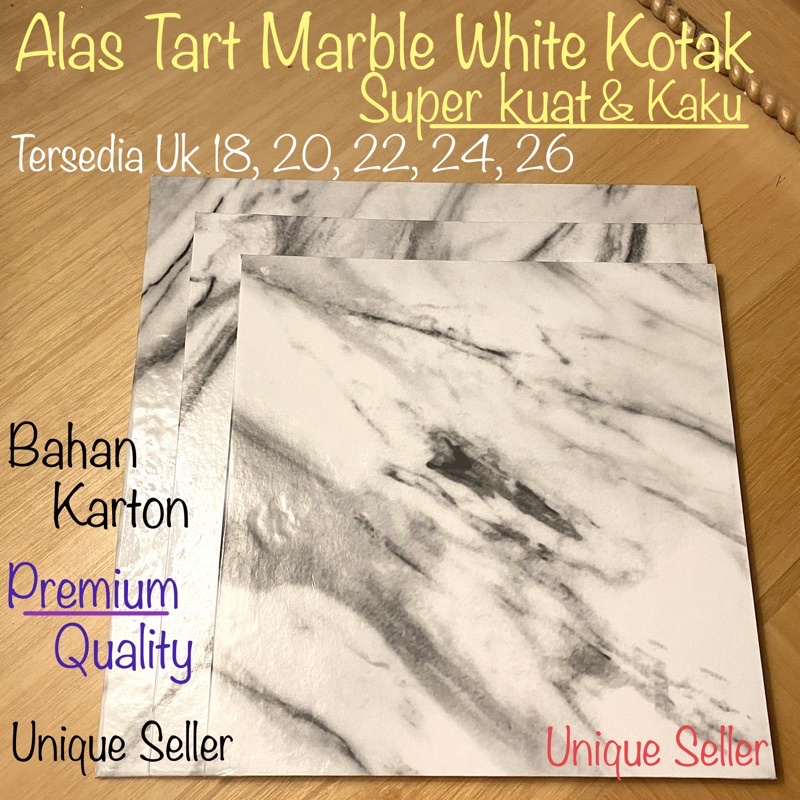 Alas Kue Tart Kotak Marble White Uk 25 isi 10 pcs [GROSIR] 25x25 / Alas Kue Tart Kotak Marmer Putih / Tatakan Kue Tart Kotak Motif Marmer / Tatakan Kue Tart Kotak Motif Marble / Cake Board Marble Putih / Cake Board Kotak Marmer Putih