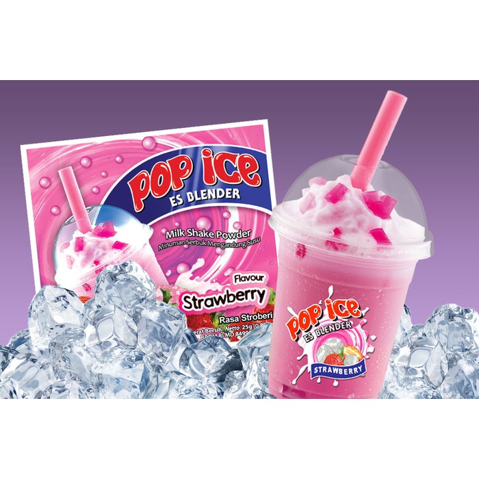 @10pcs Pop Ice Aneka Rasa Minuman Es Blender 25gr Murah Strawberry stroberi @1renceng