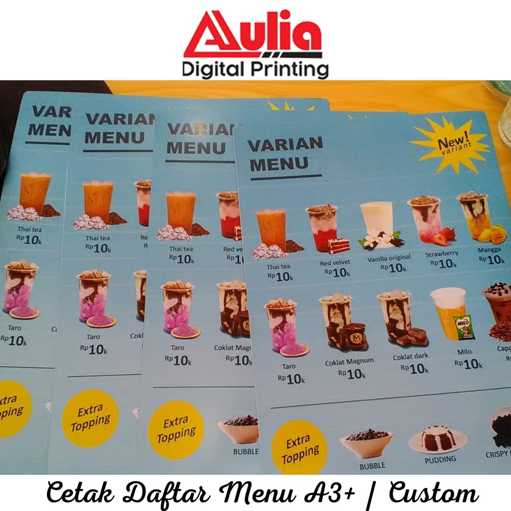 

Cetak Daftar Menu Artcarton 260gr A3+ | Custom