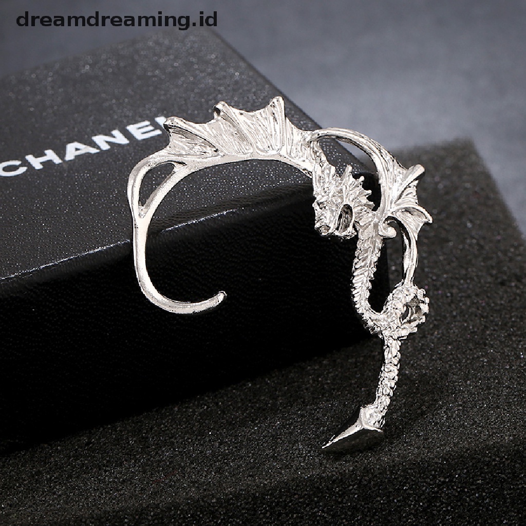 Anting Ear Cuff Bentuk Naga Gaya Retro Gothic Rock Punk Untuk Pria Dan Wanita