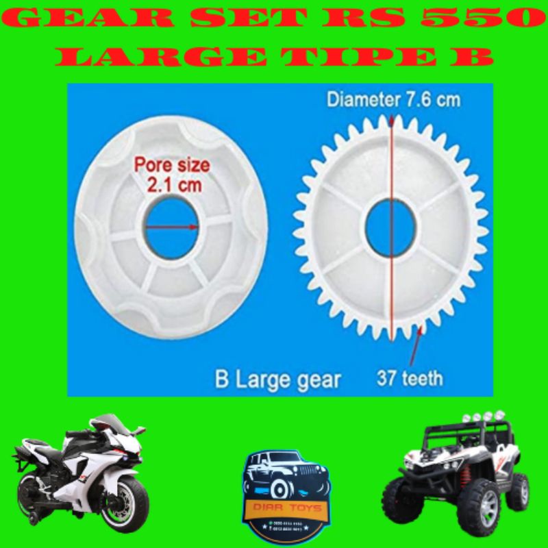GEAR SET  RS 550 Type B LARGE Gear Pliko/Gear/Gearbox/Mobil Motor aki mainan