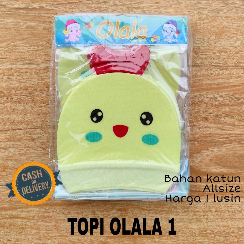 1 LUSIN (12 pcs) Topi bayi OLALA halus lembut perlengkapan bayi lahir