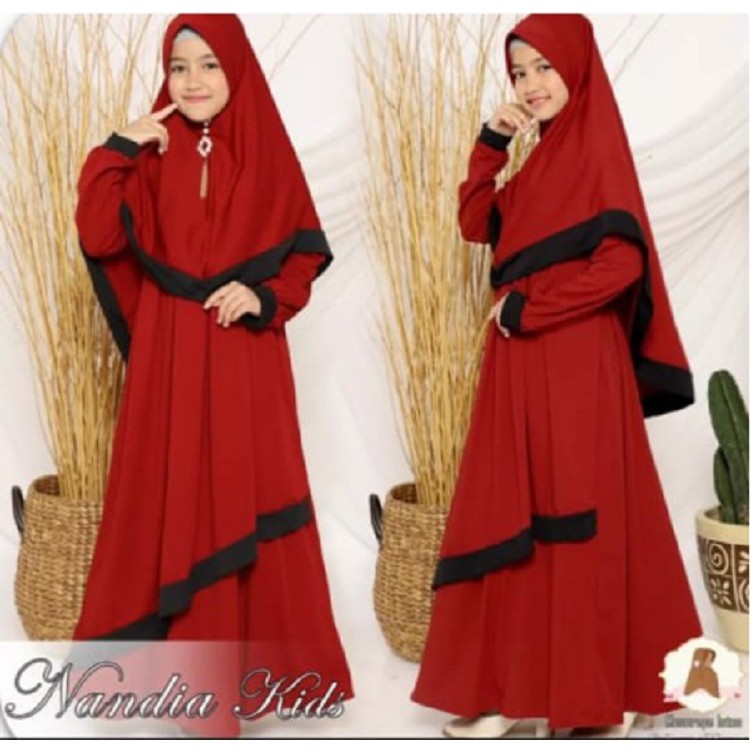 Gamis NANDIA set jersey gamis remaja gamis Tanggung baju gamis muslim SYARI Usia 8-14Tahun