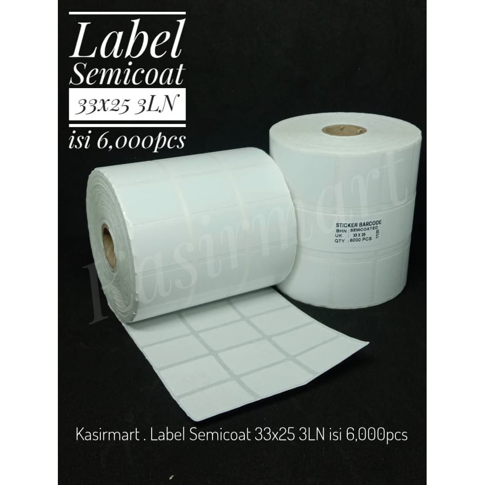 LABEL BARCODE SEMICOAT 33X25 ISI 6,000PC STIKER LABEL HARGA/CHATIME/BAKERY/LAB/APOTEK/COFEE/CAFEE