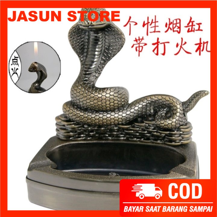 BISA COD! Asbak Plus Korek Api Mancis model COBRA Ashtray Lighter Hadiah Unik