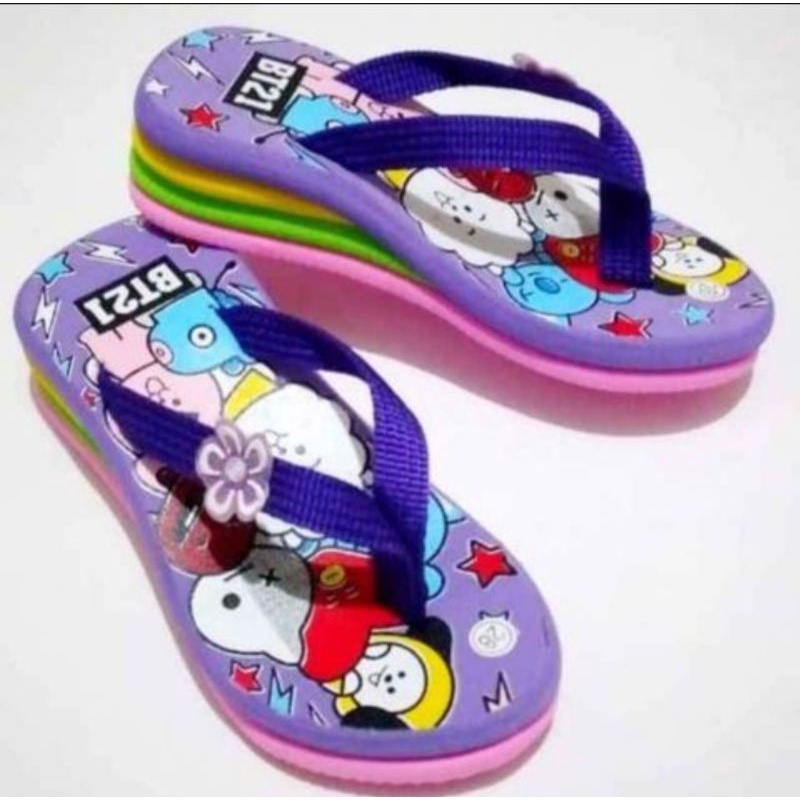 SANDAL ANAK PEREMPUAN WIDGES MOTIF BT21