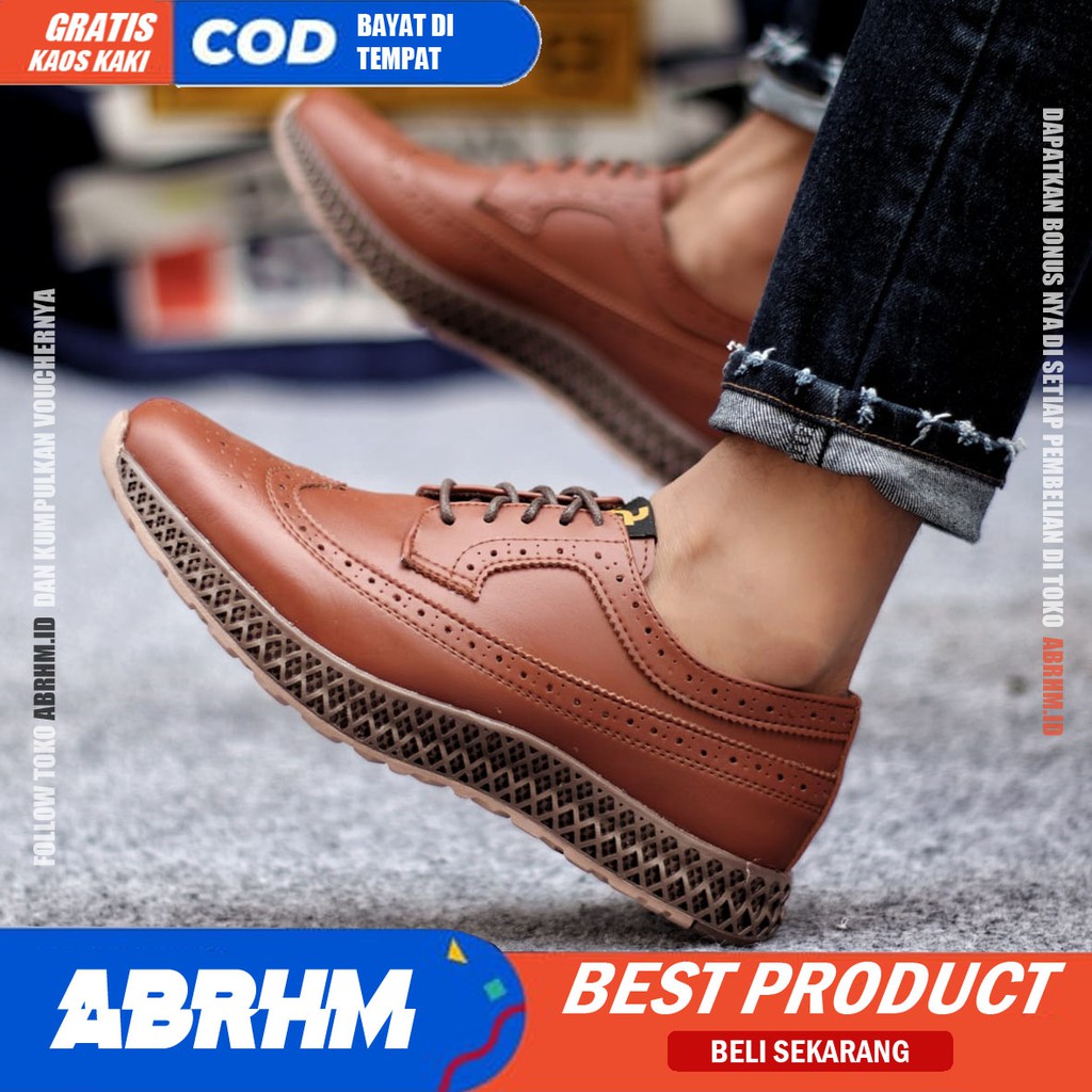 ABRHM x JHON Sepatu Casual Pria Sepatu Kasual Pria Kulit Pu Kerja Sepatu Pria Casual Original Sepatu Semi Formal Kuliah Kondangan Gaya keren Kekinian Murah Terlaris