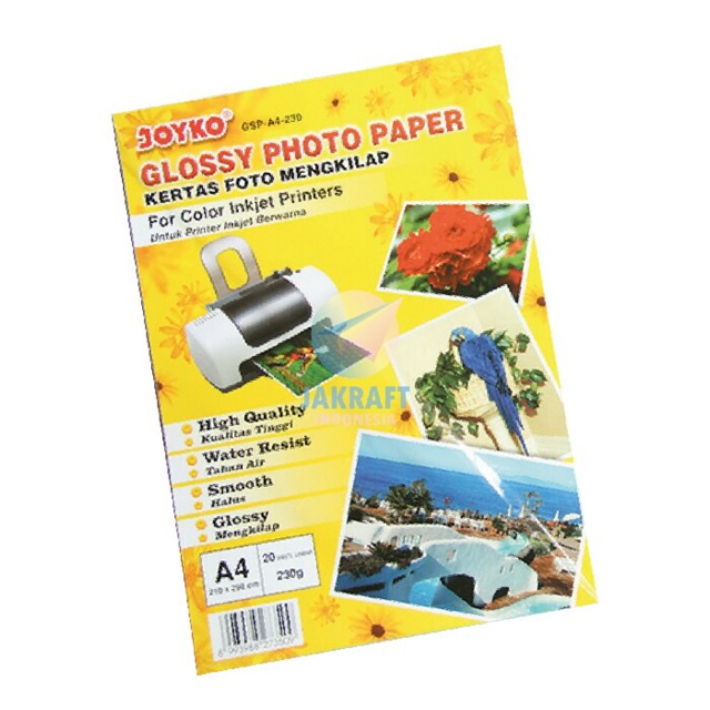 

RUMAH COD_HOME-GLOSY PAPER / KERTAS FOTO 230 GRAM JOYKO A230 A4 20 LEMBAR GROSIR