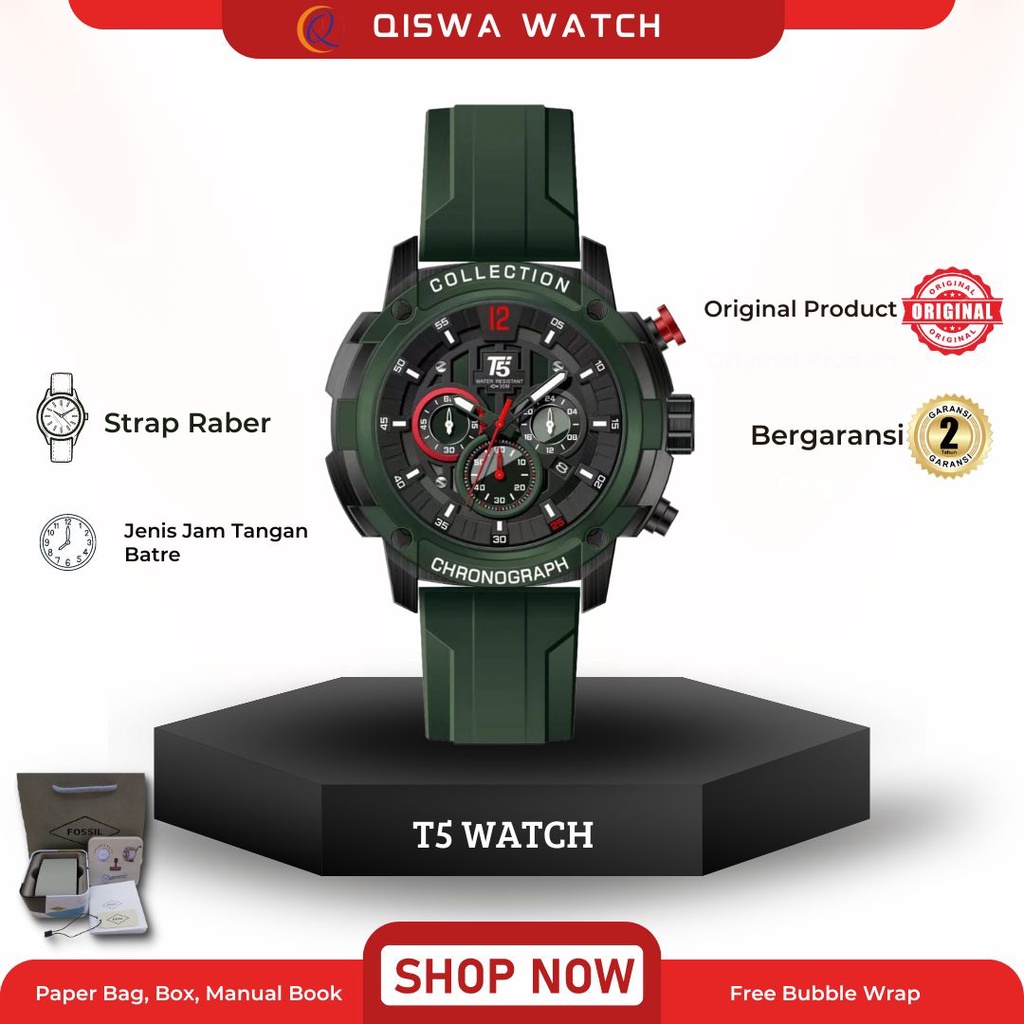 Jam Tangan Pria T5 WATCH-H 3926G New Cronograph Stopwatch T5H 3926G