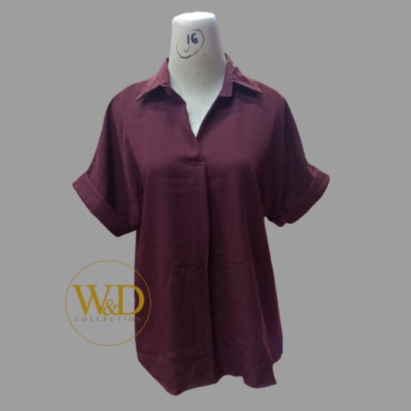 Blouse wanita polos lengan pendek Shakila Twill