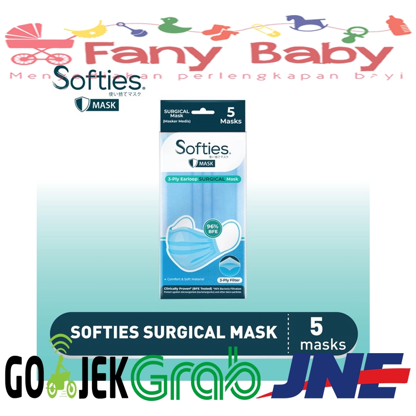 Softies Mask SURGlCAL Earloop 3 - Ply 5pcs