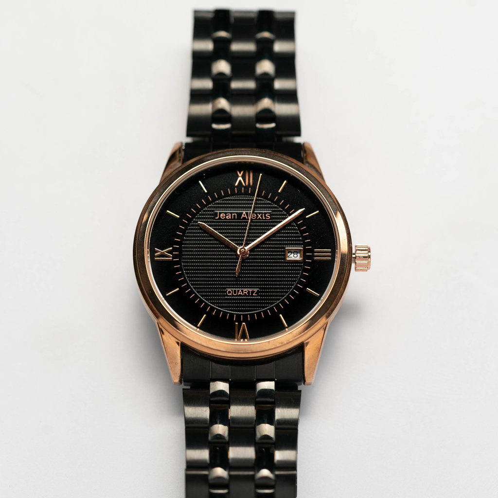 Jam Tangan Rantai Pria Cowok Anti Air Jean Alexis NOX GHST JA113 - Prestige Edition - Black Dial (Pr