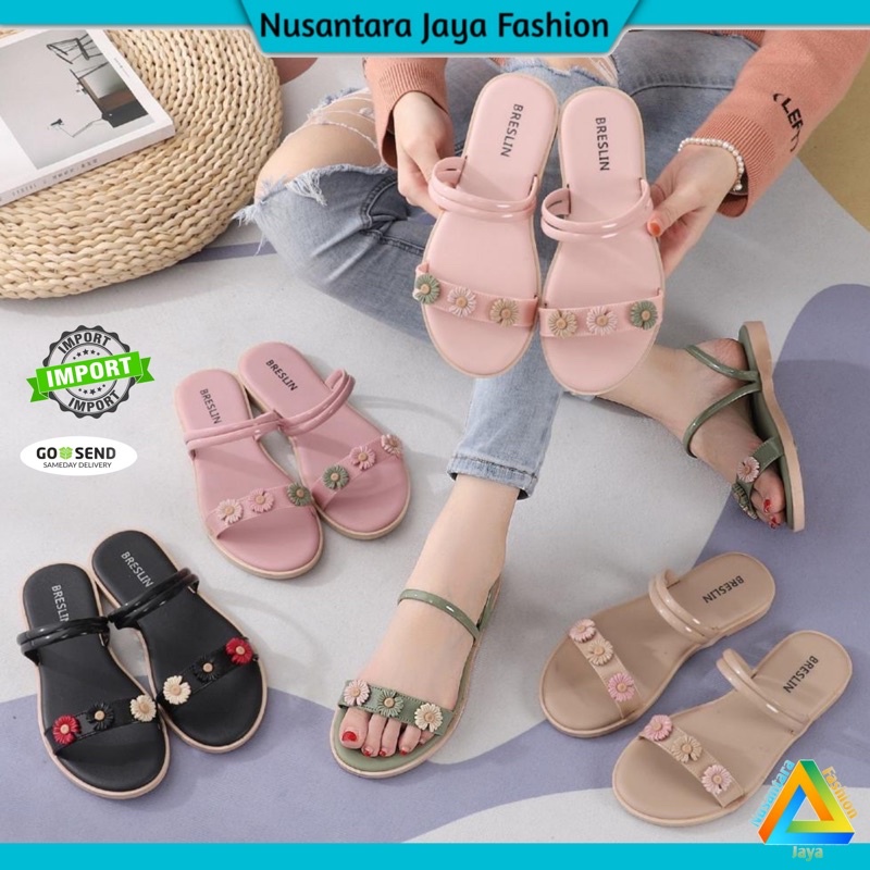 Sandal Wanita Jelly Casual Import 1205 1 - Sandal Tali Bunga Gladiator