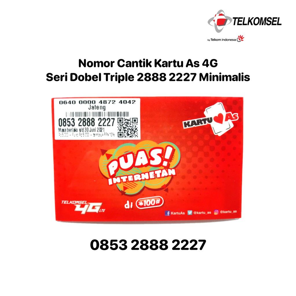 Nomor Cantik Telkomsel Kartu As 4G Seri 2888 2227 Super Rapi