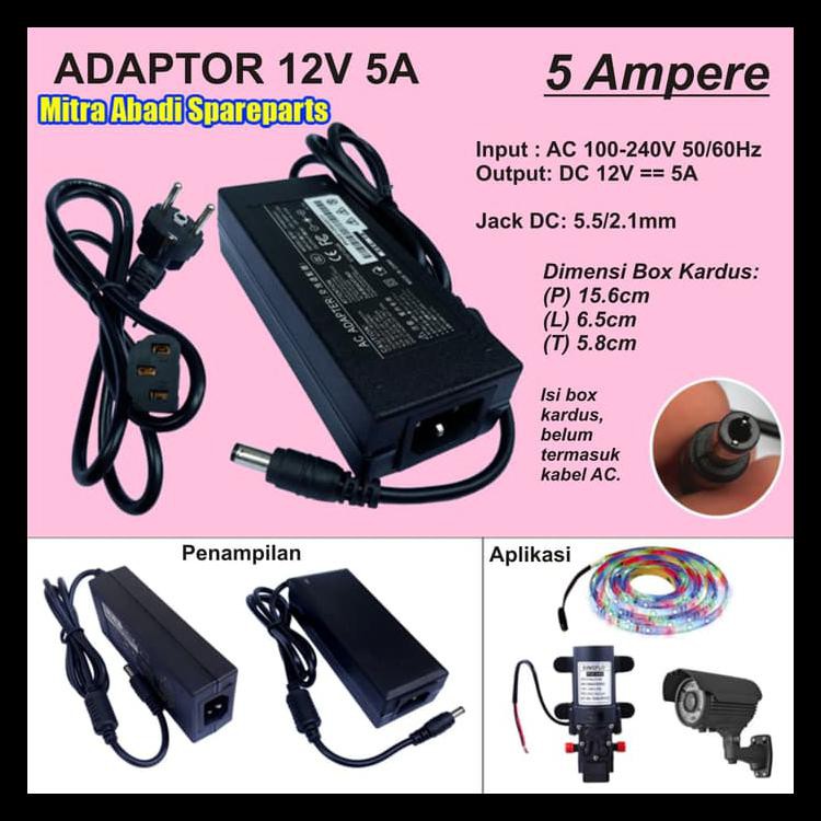 ADAPTOR 12V 5A 60W / 12 VOLT 5 AMPERE 60 WATT