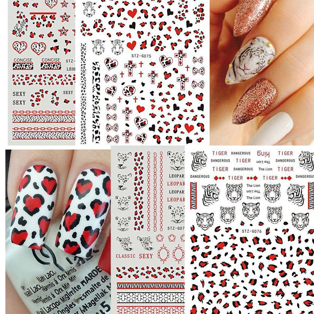 Stiker Kuku 3D Motif Kartun Valentine Warna Merahpink Untuk Nail Art