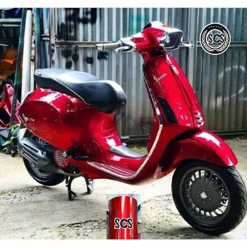 sticker skotlet metalik merah candy glossy / skotlet merah candy /skotlet motor / skotlet mobil