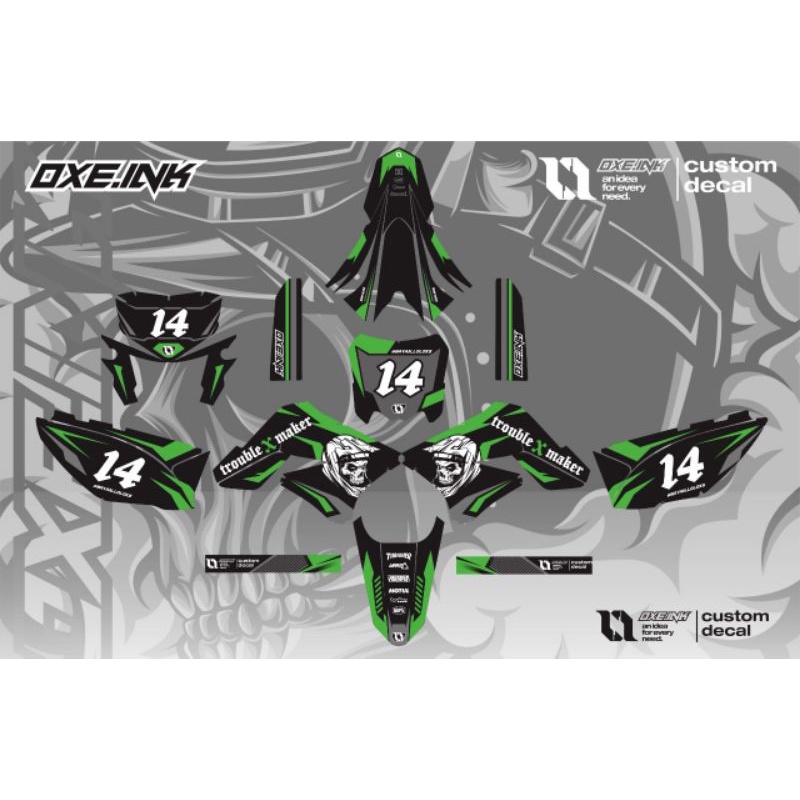 Decal Klx s klx old klx 150 hitam hijau bonus decal papan nomer bebas pilih