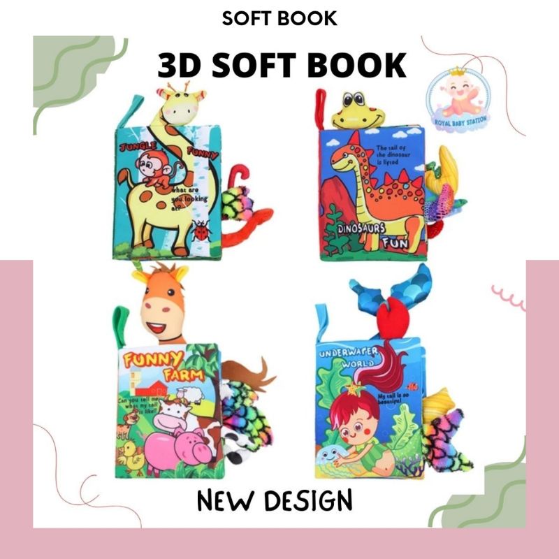 2022 3D SOFT BOOK TAIL Buku Kain Bayi Premium