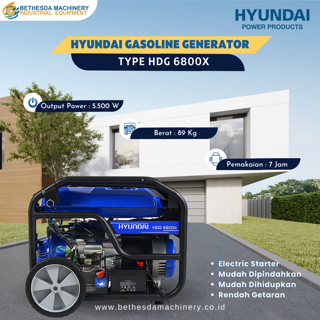 Genset Generator Mini HYUNDAI HDG 6800x Silent Portable 5500 Watt