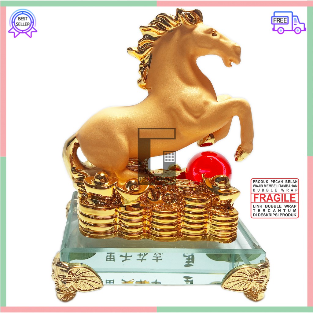 Patung Pajangan Hiasan Hadiah Kado 12 Shio Kuda Miniatur Meja Rak Dinding Kantor Ruang Tamu Rumah Minimalis Aesthetic Benda Gelang Fengshui Fengsui Feng Shui Pohon Tree Rejeki Rezeki Hoki Uang Coin Emas Gold Keberuntungan Batu Resin Decoration Art Kecil