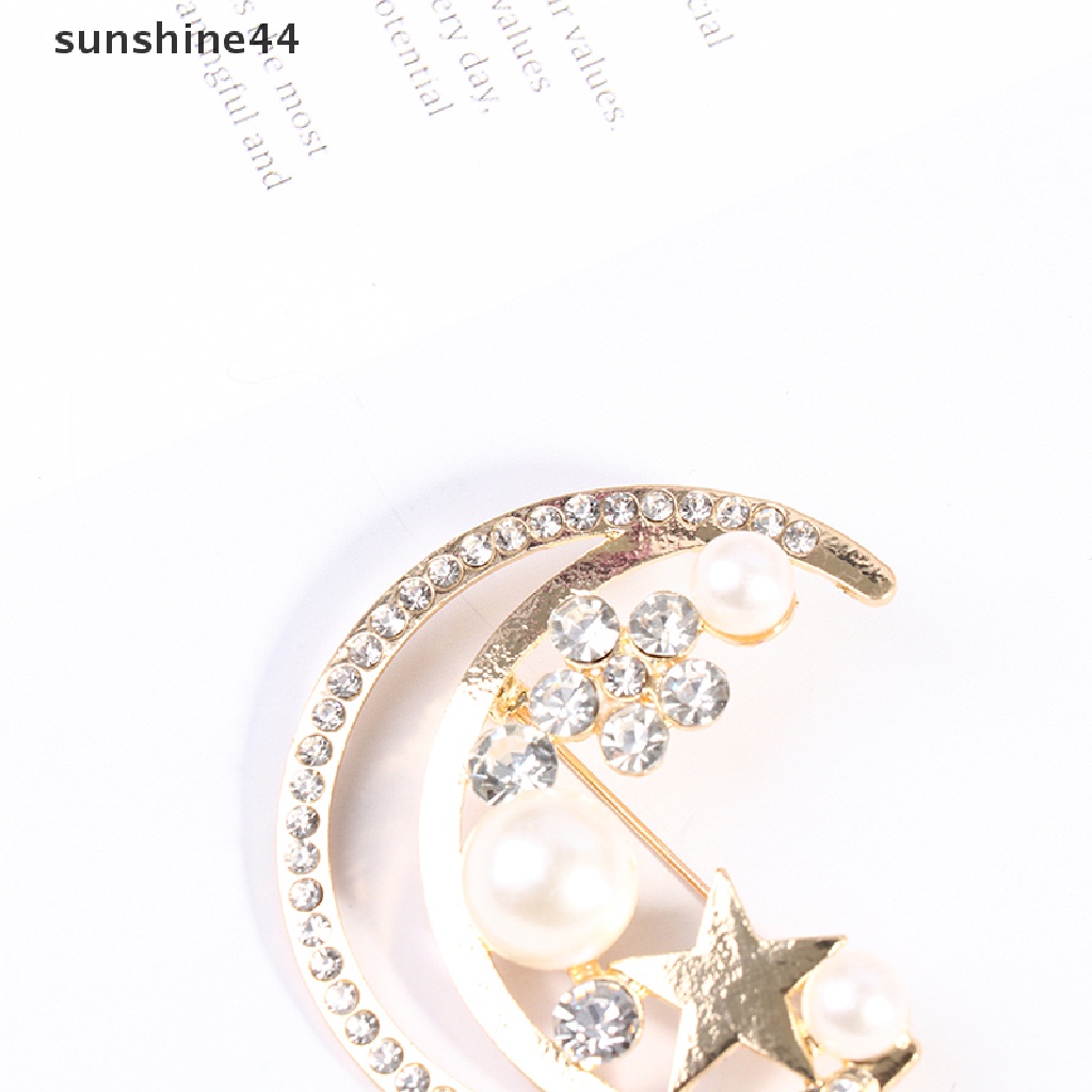 Sunshine Bros / Pin Wanita Desain Bulan + Bintang + Mutiara Gaya Barok / Trendy / Elegan Untuk Pesta / Hadiah