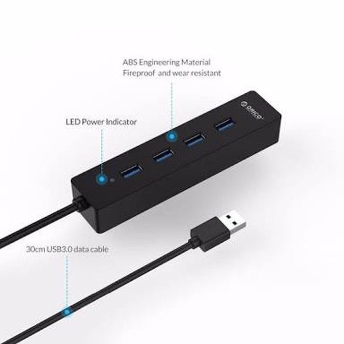 ORICO Ultra Slim 4 Port Plus Switch USB 3.0 Hub / W8PH4