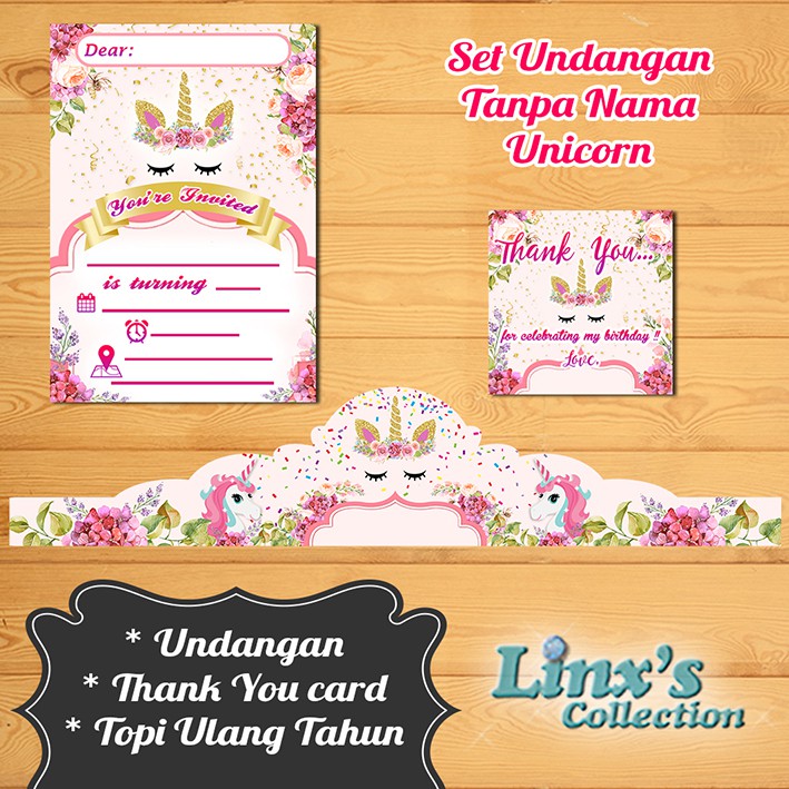 Set Undangan Tanpa Nama Unicorn