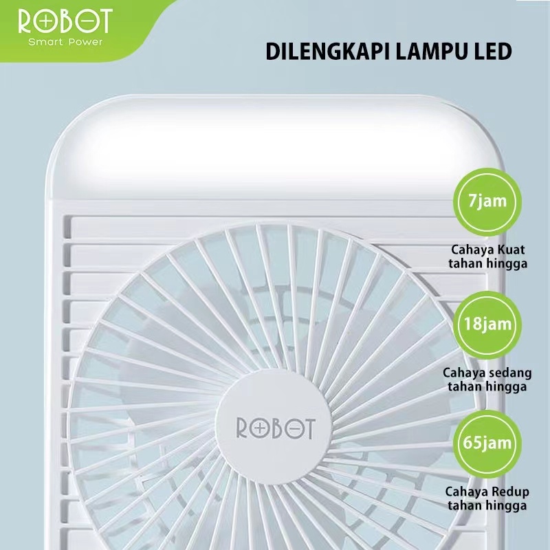 Kipas Portable ROBOT RT-BF14 2000mAh 5 inch Rechargeable Led Fan Garansi Resmi 1 Tahun Original