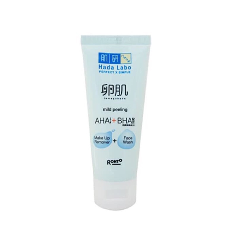 hada labo mild peeling make up remover + face wash 50g