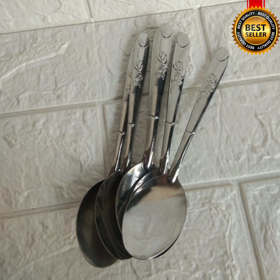 Sendok Makan Motif Bunga Stainless Tebal / sendok mawar stainless steel