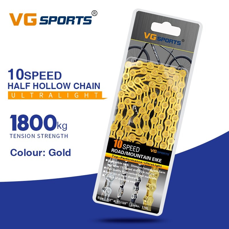 VG Sports Rantai Sepeda Bicycle Chain Half Hollow 10 Speed for Mountain Road Bike