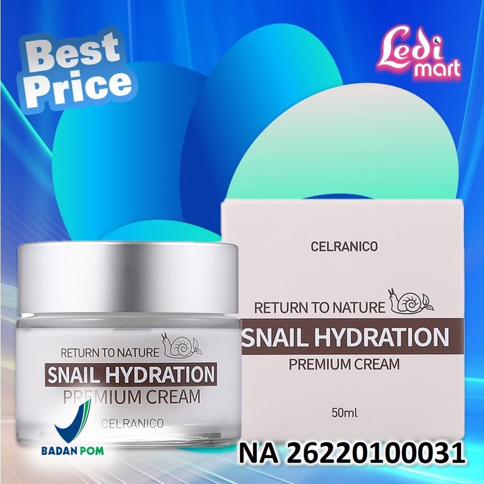 ORIGINAL Celranico Return To Nature Snail Hydration Premium Cream 50ml / Pelembab Wajah / LEDI MART