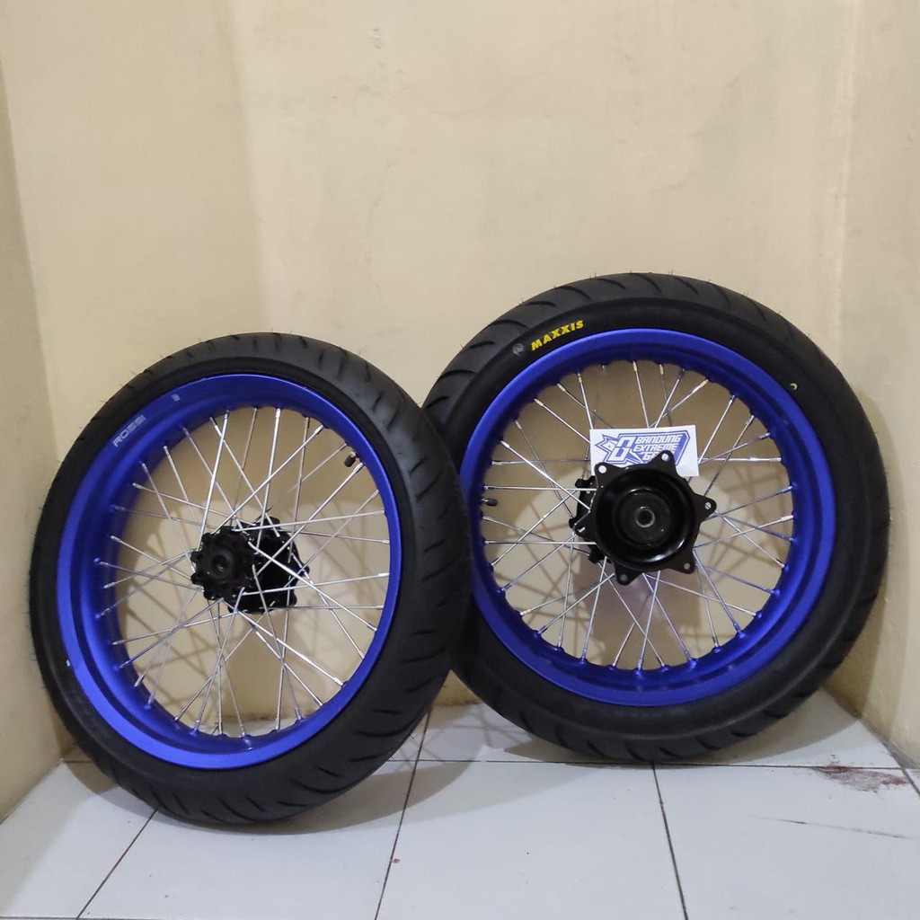 BANSET HONDA CRF 150 L VELG 17 SUPERMOTO ROSSI BIRU KOMPLIT
