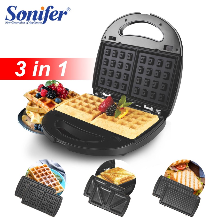 Waffle Maker &amp; Sandwich Maker Sonifer 3in1 2slot Electric