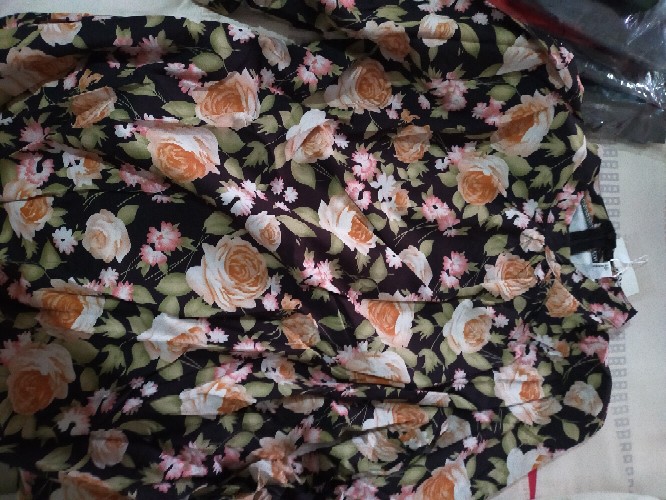 Blouse 8547 Leher Sanghai Atasan Blouse Wanita Tangan Puff Lengan Panjang Balon Bunga Flower Import