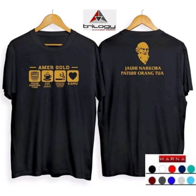 ( PROMO )   KAOS ORANG TUA JAUHI NARKOBA PATUHI ORANG TUA  AMER GOLD SABLON GOLD VERSION -IDV