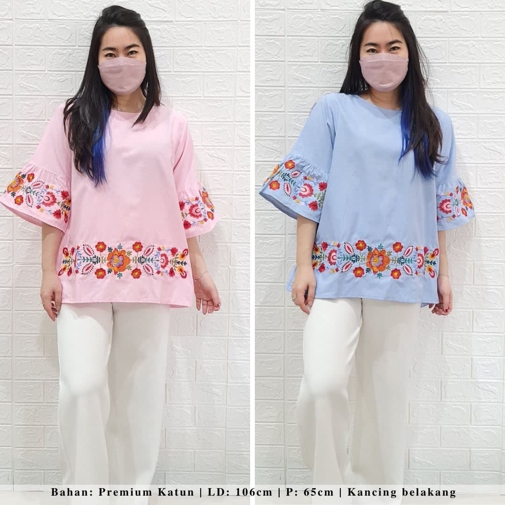 1081 blouse bordir bunga