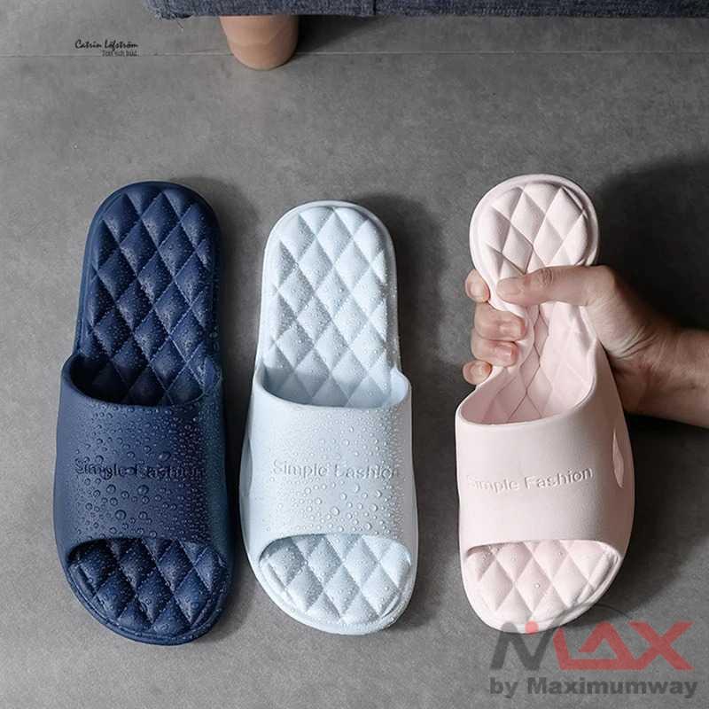 Sandal kamar mandi sendal rumah wanita pria unisex empuk kotak-kotak Anti Slip Slipper EVA Soft