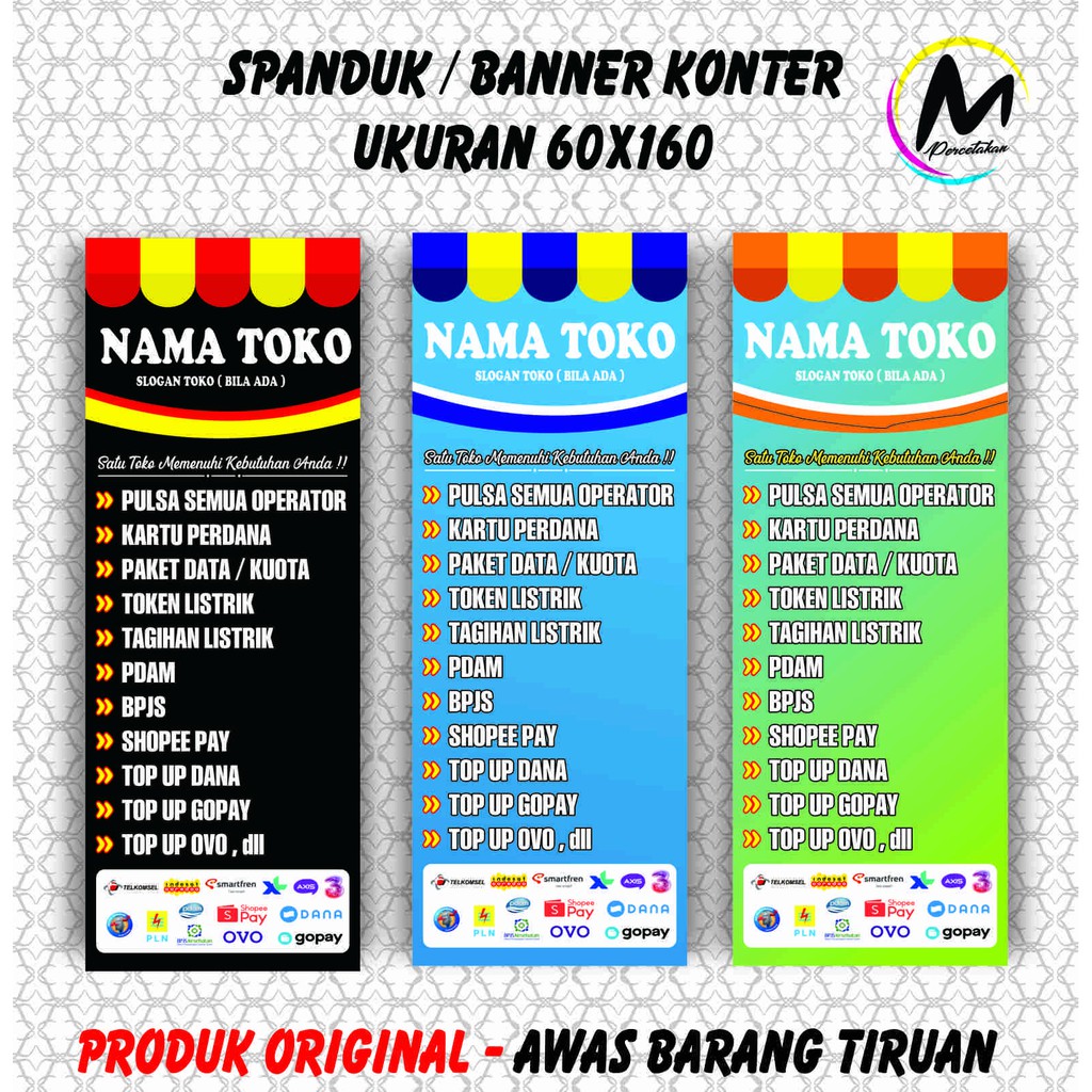 Spanduk Konter Banner Loket Pembayaran - Ukuran 60x160 Cm