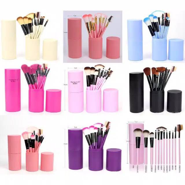 Brush Kuas Make Up Set Tube 12in1 Plus Tabung Penyimpanan Serbaguna / Brush Kosmetik isi 12pcs Multifungsi