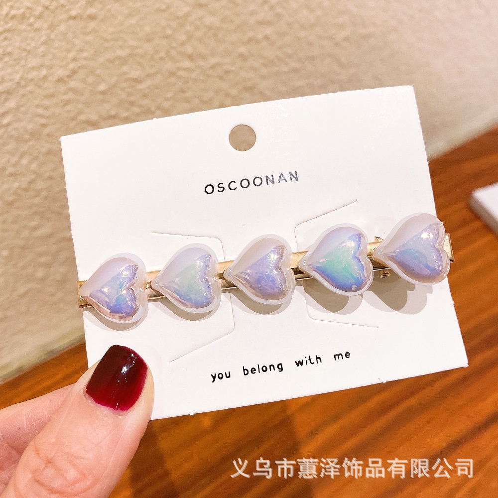 Jepit Rambut Model duckbill Aksen Mutiara Warna mermaid Untuk Perempuan