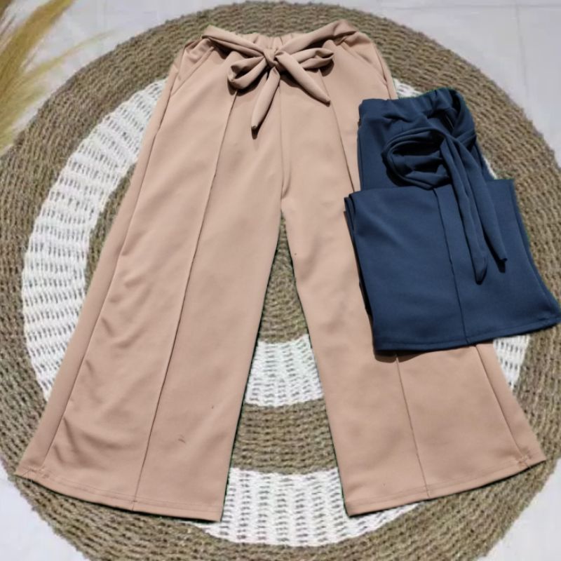 Palazzo pants celana kulot scuba panjang wanita muat  Bb 50kg sampai 75kg